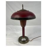 Vintage Brass and Red Table Lamp