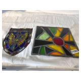 Two Leaded Stained Glass Panels