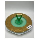 Green Glass and White Milk Glass Plates