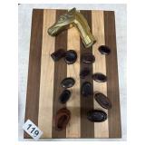 Horse Head Brass Handle with Wood Stands