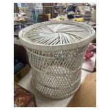 White Wicker Round Accent Table