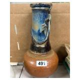 17-Inch Glazed Ceramic Vase with Gecko Design