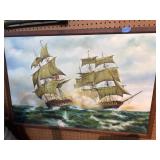 Painting of Naval Battle Scene, 24ï¿½36