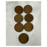 Seven Lincoln Wheat Pennies
