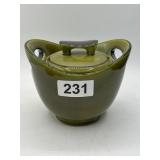 Green Glazed Ceramic Lidded Bowl
