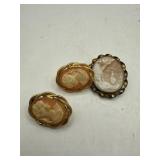 Three Vintage Cameo Brooches
