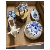 Delft Blue Porcelain and Brass Items
