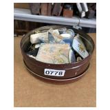 Round Tin with Mixed Collectibles