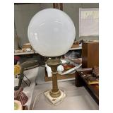 Brass Lamp Base with Opal Glass Shade