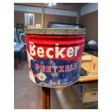 Becker Pretzels Advertising Tin Canister