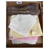 Vintage Linens and Fur Mittens