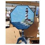 Kenyled Octagonal Painted Lighthouse Table