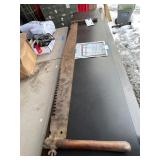 Vintage Two-Man Saw with Wooden Handles