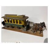 Folk Art Wooden Trolley, 17 Inches Long
