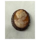 Gold Framed Oval Cameo Brooch