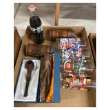 Coca-Cola Glasses, GBD Pipe, and Tins