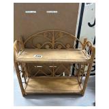 Two-Tier Wicker Shelf With Swirl Design