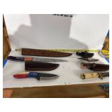 4 Hunting Knives with Sheathes