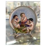 Porcelain Cherub Plates with Stands