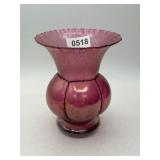 6-Inch Pink Glass Vase With Wire Accents