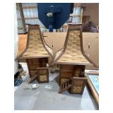 Wooden Lamps With Woven Design