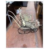 Wicker Doll Carriage with Metal Wheels