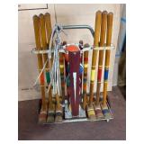 Vintage Wooden Croquet Set With Stand