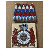 Beaded Pouch and Bear Fetish Tile