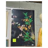 Framed Artwork with Birds and Floral Design