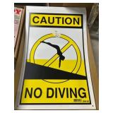 4 Caution No Diving Signs ï¿½ heavy plastic