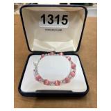 Sterling Silver Pink Bead Bracelet