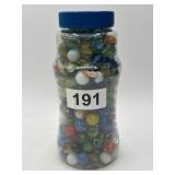 Jar of Assorted Glass Marbles
