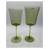 12 Green Glass Stemware by Views