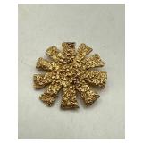 14K Gold Textured Brooch Pin