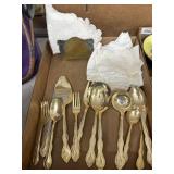 Gold-Plated Flatware and Linens Lot