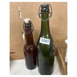 Two Vintage Swing-Top Glass Bottles