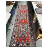 Handwoven Wool Runner Rug With Geometric Design