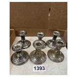 Six Sterling Silver Candlesticks