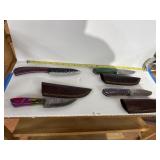 4 Hunting Knives with Sheathes