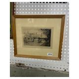 Framed Etching of Pont Neuf by Paul Jeffay