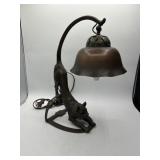 15-Inch Bronze Cat-Themed Lamp