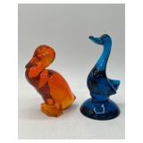 Two Glass Duck Figurines