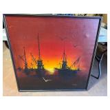 38ï¿½38 Painting of Ships at Sunset