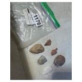 6 Lenape Arrow and Spear Heads