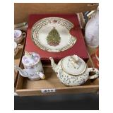 Teapots and Lenox Holiday Plate