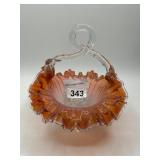 1880s Art Glass Basket With Handle