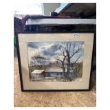 Framed Watercolor Painting by Becky Files, 1959