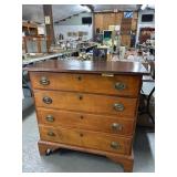 Four-Drawer Wooden Chest with Brass Pulls