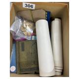 Box Lot with Books, Hat, and Accessories