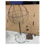 Wire Sculpture and Signed Wood Base Art